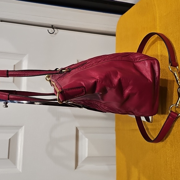 Coach Madison Burgundy Gathered Leather Satchel Bag W/Crossbody Strap NWOT - Picture 8 of 15